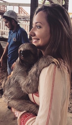 Pitcure of Alysa Goodfellow with a Sloth