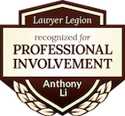 Anthony Li has earned recognition for professional involvement by Lawyer Legion